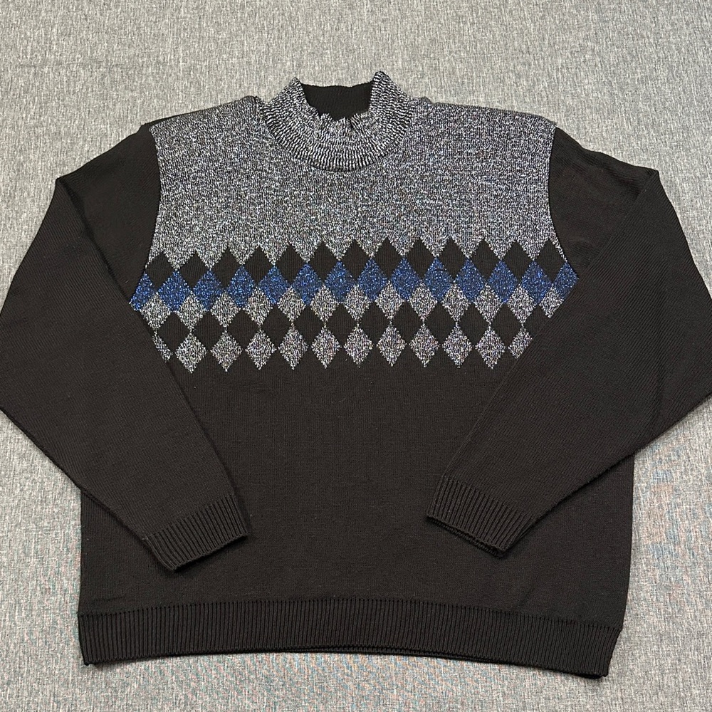 ALFRED DUNNER Argyle Turtleneck Sweater